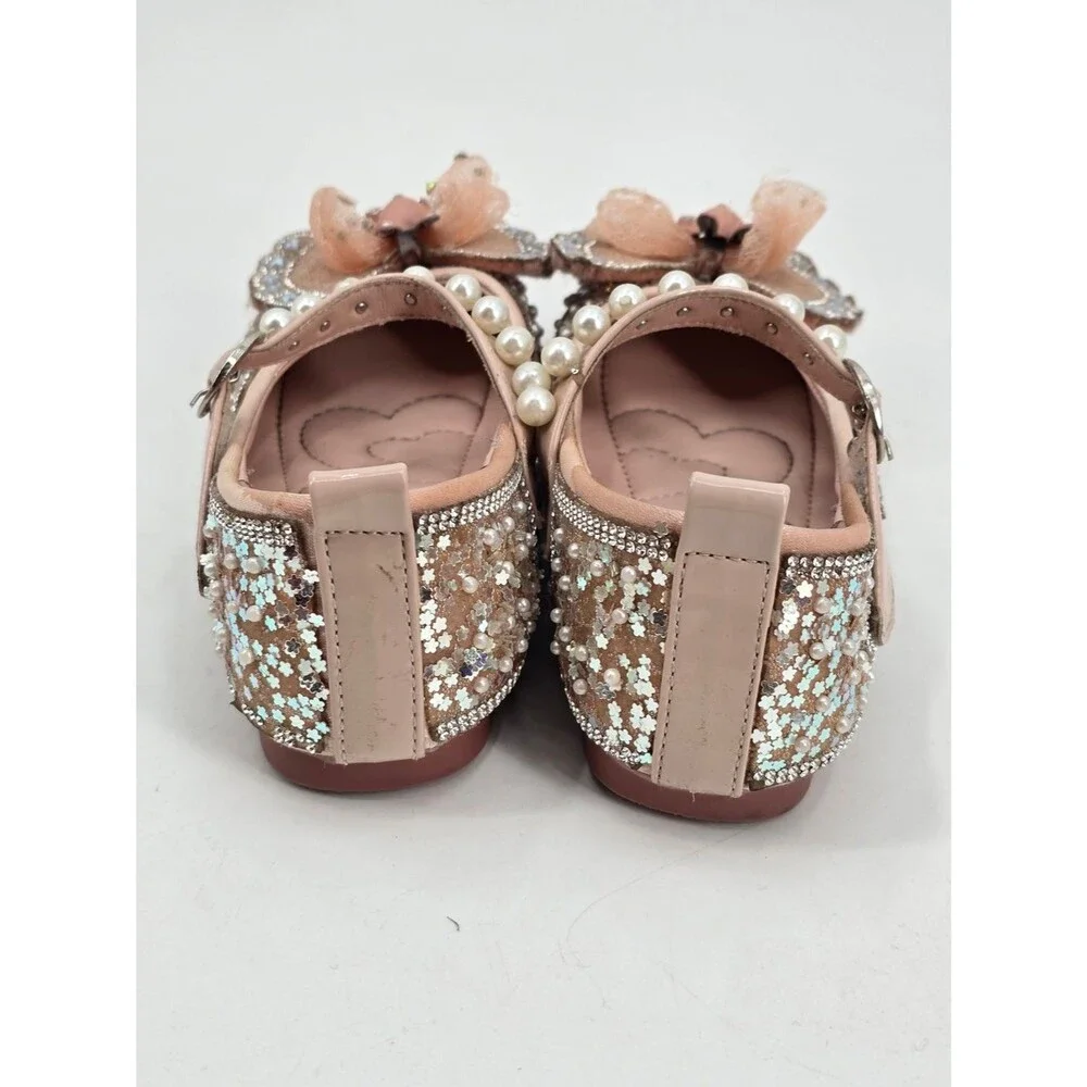 Calibo Pink Pearl-Trim Girls Dress Shoes Size 12.5